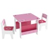 AIYAPLAY Set de masă cu 2 scaune pentru copii 3-8 ani, cu raft &icirc;n lemn MDF cu motive de inimi, Roz | Aosom Romania