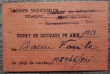 Tichet de cotizare pe anul 1953, Uniunea Sindicatelor