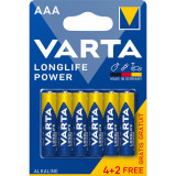 Set 6 baterii alcaline LONGLIFE POWER AAA LR3 4+2buc VARTA