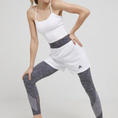 adidas Performance pantaloni scurți de antrenament GN5782 femei, culoarea alb, neted, medium waist
