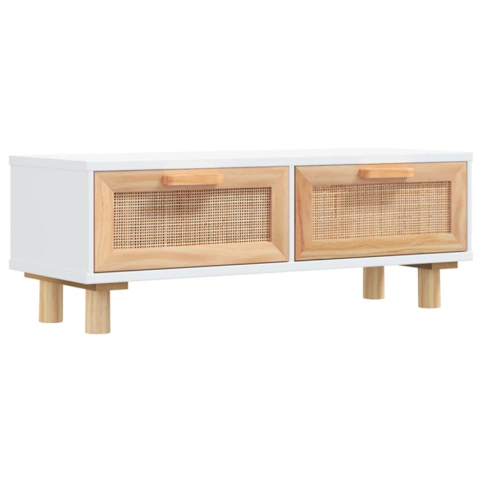 Masuta de cafea alb 80x40x30cm lemn prelucrat&amp;lemn masiv pin