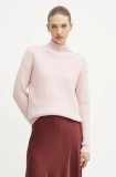 Morgan pulover din amestec de lana MSTORI femei, culoarea roz, cu turtleneck, MSTORI
