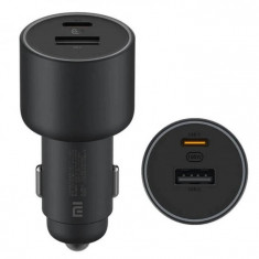 Incarcator auto Xiaomi 1A1C Fast Charging Version Negru, 100W USB Type-C, USB-A, Inel luminos cu 4 culori