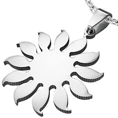 Pandantiv argintiu din oțel chirurgical - model floarea soarelui foto