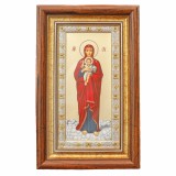 Icoana Argint Maica Domnului cu Pruncul, 20x33 cm, Lemn Antichizat, Grecia, Cadou
