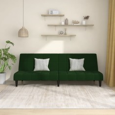 vidaXL Canapea extensibilă cu 2 locuri, verde &icirc;nchis, catifea