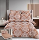 Cumpara ieftin Lenjerie Pat Jacquard Balde Jx007, Jacquard, 6 Piese, Fara Elastic, Crem, Portocaliu