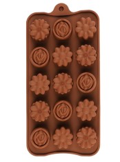 Forma din Silicon, Model Flori Salbatice pentru Ciocolata de Casa, Bomboane, Jeleuri sau Cuburi de Gheata, CBD CORAL BEST DEALS 21 cm 11 cm 1.5 cm Mar