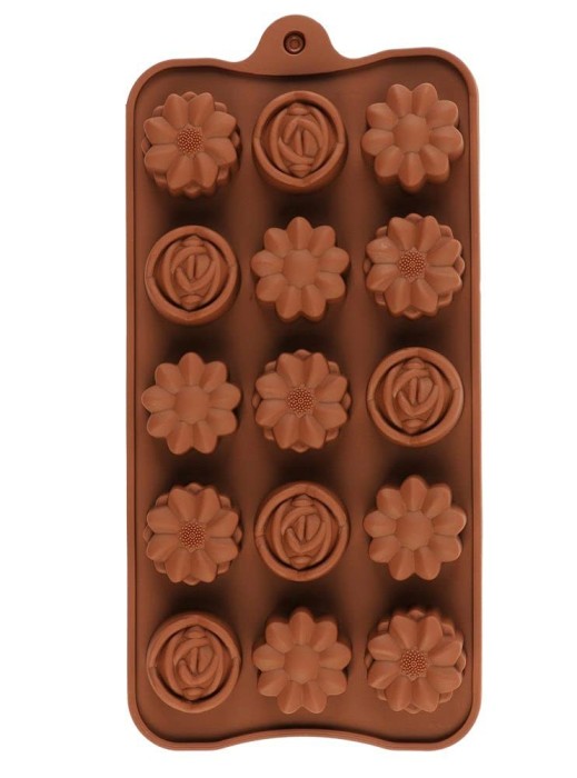 Forma din Silicon, Model Flori Salbatice pentru Ciocolata de Casa, Bomboane, Jeleuri sau Cuburi de Gheata, CBD CORAL BEST DEALS 21 cm 11 cm 1.5 cm Mar