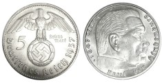 q599 GERMANIA NAZISTA 5 MARCI REICHS MARK 1937 A ARGINT EF