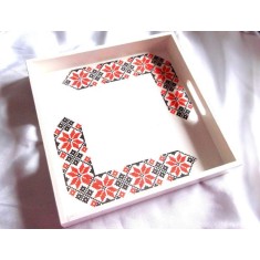 Tava lemn decorata cu motiv traditional 40207