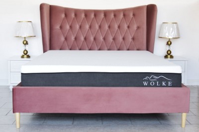 Pat Lora 160x200 cm Tapitat Catifea Roz Somiera Inclusa (cod ML 2302-08) foto