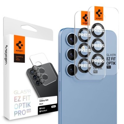 Folie Camera pentru Samsung Galaxy S25 Plus (set 2) - Spigen Glas.tR Optik EZ Fit Pro - Black foto