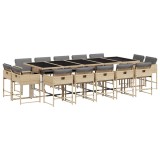 Set mobilier gradina cu perne, 15 piese, bej combinat poliratan