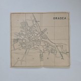 Planul Orasului Oradea / Harta orasului Oradea, tiparit in anul 1925, 23 x 21 cm / Transilvania / Crisana / Romania