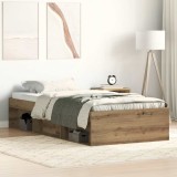 Gossi cadru de pat fara saltea stejar artisan 75x190cm lemn prelucrat