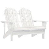 Cumpara ieftin Scaun de gradina Adirondack cu 2 locuri, alb, lemn masiv brad