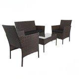 Cumpara ieftin Set mobilier gradina ratan maro cu canapea 2 locuri, 2 fotolii si masa sticla, perne incluse, rezistent exterior