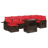 Cumpara ieftin Set canapele de gradina cu 8 piese si perne, poliratan maro