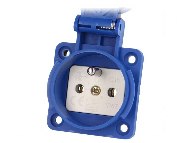 Conector alimentare AC 2P+PE 250V 16A Albastru