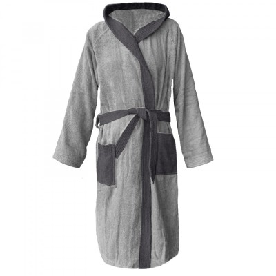 Halat de baie din tesatura Homelevel, XL, Gri, Bumbac organic, 54856.25.4 foto