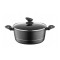 Oala din aluminiu forjat, cu capac, 26cm, 5.1L, invelis antiaderent si manere izolate termic, design modern, calitate superioara, Florina Delux