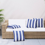 Perne decorative, 4 buc., albastru si alb, 40x40 cm, textil GartenMobel Dekor, vidaXL