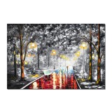 Tablou GIGANT indragostiti pictat manual dormitor, living, Impreuna pentru totdeauna, 150x100cm ulei pe panza in relief efect 3D, Leonard Covaci
