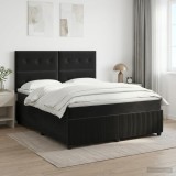 Cumpara ieftin Pat boxspring cu saltea cu headboard Negru 160 x 200 cm Catifea