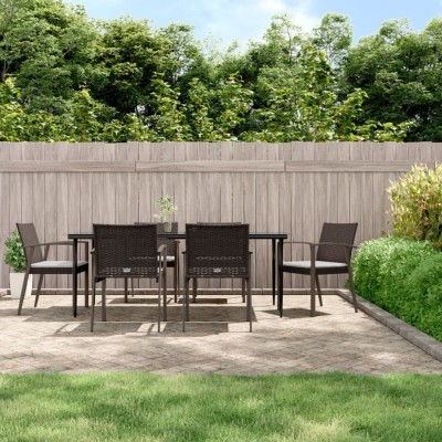 vidaXL Set mobilier de grădină cu perne, 7 piese, poliratan și oțel 3186981 foto