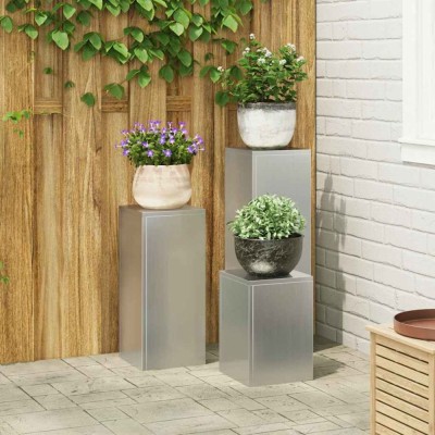Suporturi pentru plante 3 pcs Argintiu 24 x 24 x 75 cm foto