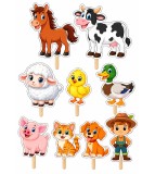 Set 9 Toppere Model Animale Domestice pentru Tort, Carton Foliat