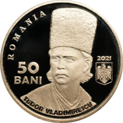 MONEDA ROMANIA - 50 BANI 2021, 200 ANI -REVOLUTIA LUI TUDOR VLADIMIRESCU - PROOF foto