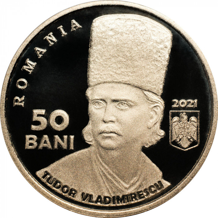 Romania 50 bani 2021 (proof in capsula; comemorativa: Tudor Vladimirescu) KM-482 UNC !!!