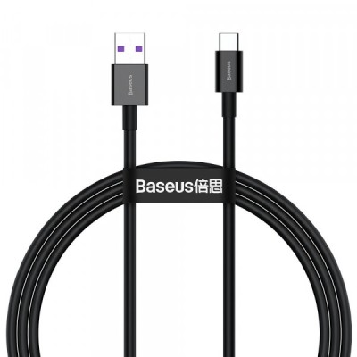 Cablu Date si Incarcare USB-A - USB-C Baseus Superior, 66W, 2m, Negru CATYS-A01 foto