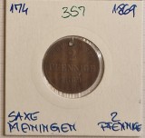 357 German States &rsaquo; Duchy of Saxe-Meiningen, 2 Pfennigs 1869, KM#171, gaurita