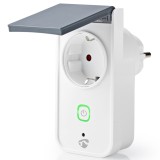 Priza smart / inteligenta Nedis, Wi-Fi, 16A, contor energie, exterior / interior IP44, alba