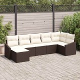 Cumpara ieftin Set de masă pentru grădină cu pernă 7 pcs Maro, Crem
