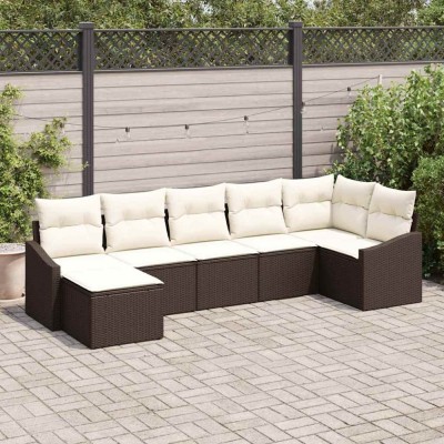 vidaXL Set de canapele pentru grădină 7 pcs Maro Rattan poli 3346808 foto