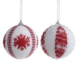 Cumpara ieftin Set 2 globuri Craciun White-Red 10 x 10 cm, Inart