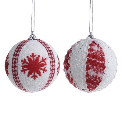 Set 2 globuri Craciun White-Red 10 x 10 cm foto