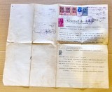 H166-Act colectie notarial Romania veche regalista Jimbolia Timis 1941- CONTRACT DE DONATIE cu timbre de perioada Carol 2, etc. parafe si stampile.