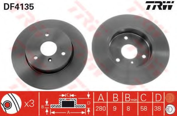 Disc frana SMART FORTWO Cupe (450) (2004 - 2007) TRW DF4135