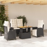 vidaXL Set mobilier de grădină cu perne, 4 piese, negru, poliratan 3277444