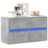 Gossi comoda tv de perete cu lumini led, gri beton, 80x31x45 cm