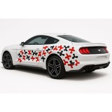 Stickere auto paint stains, set 2 bucati, 97x47 cm, design tuning in 2 culori, negru si rosu, folie oracal exterior autoadeziva