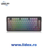 Tastatura gaming mecanica Bluetooth/cu fir Redragon Ucal Pr, Iluminare RGB, switch-uri liniare Redragon Mint Mambo, Negru/Gri Degrade