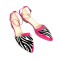 Balerini decupati din piele intoarsa cu insertie animal print Lola Fucsia