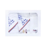 Cumpara ieftin Trusou Botez 6 piese personalizat cu broderie - "Cu drag de la Nasi" - Ingeras - ALB - TRICOLOR - TB108