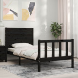 Cadru de pat cu tablie single, negru, lemn masiv GartenMobel Dekor, vidaXL
